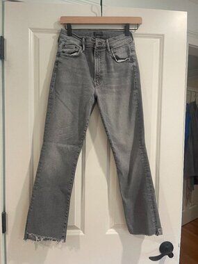 Mother Denim - The Insider Crop Step Fray - Gray Wash - Size 27